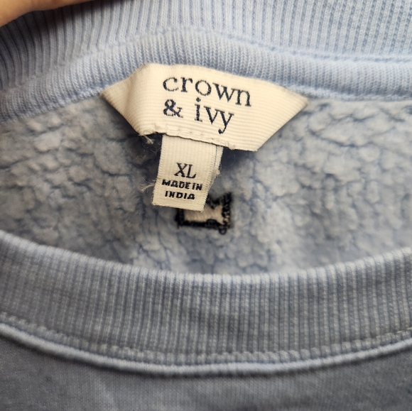 Crown & Ivy Women's Blue Long Weekend Cozy Sweatshirt Sz XL - Picture 8 of 9